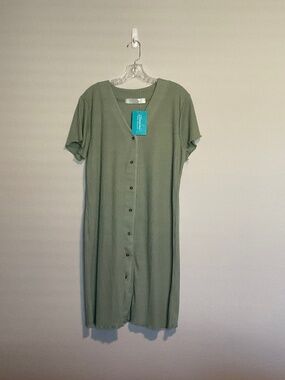 L/XL Alexander Del Rossa Green Button Down Dress